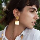 Boucles d'oreilles carrées 2 ou 3 Pépites I Dorée